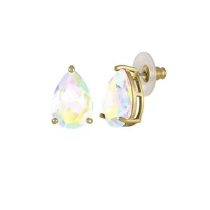Seduction Teardrop Aurora Borealis Crystal Gold Tone Stud Pierced Earrings - Picture 1 of 2