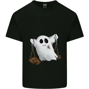 A Ghost on a Swing Halloween Funny Spirit Kids T-Shirt Childrens - Picture 1 of 23