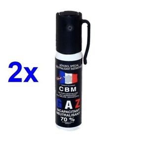 Spray Bombe lacrymogène Anti agression Gaz -CS 25 ML pack 2 A lire attentivement
