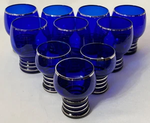 10 Vintage Mid Century Weston Louie Cobalt Blue Barware Drink Tumblers Glasses - Picture 1 of 5