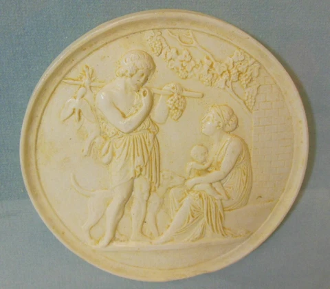 Vtg Wall Art Plaster Relief Cameo Medallion Neo Classical Roman Mother Grapes Cover