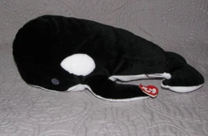 Ty Pillow Pal Tide the Black & White Orca Whale with Hang Tag Plush 14" 1997 - Picture 1 of 8