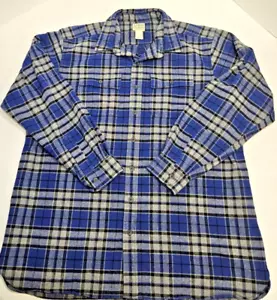 LL Bean Shirt XXL TALL Chamois Flannel Blue Plaid Heavy Duty 2XLT - Picture 1 of 13