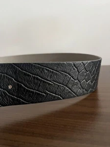 Nuevo cinturón de cuero negro Hakei con hebilla plateada - Imagen 1 de 4