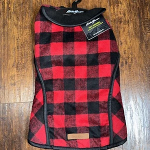 Eddie Bauer Checkered Plaid Dog Vest / Jacket Fleece Lined Size L New - Picture 1 of 4
