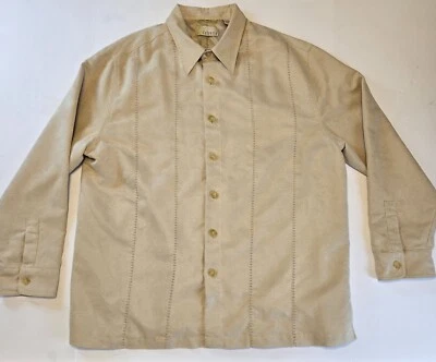 Cubavera Microsuede Shirt Jacket Shacket Men XL Beige Lined Button Up L/S - Image 1 of 4