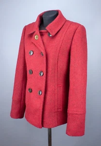 Cappotto corto doppiopetto JOULES BRAMBLE donna tweed spina di pesce rosso pea US 8 - Foto 1 di 19