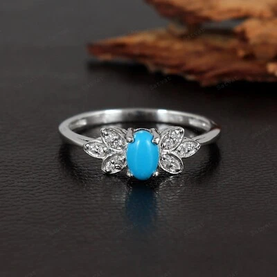 Turquoise 925 Sterling Silver Unique Design Women Silver Ring Handmade Jewelry - Image 1 of 4