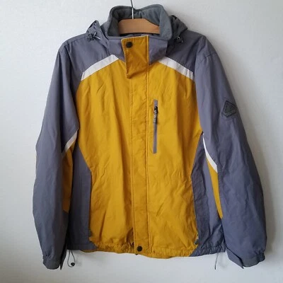 ZeroXposur Mens XL Jacket Removable Hood Zip Pockets Fleece Lined Yellow Gray  - Image 1 of 4