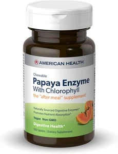 American Health Papaya Enzyme with Chlorophyll - 100 Chewable Tablets - Promotes - Picture 1 of 4