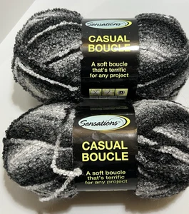 Sensations CASUAL BOUCLE Yarn BLACK GREY Acrylic/Nylon 3.5oz ea. Set of 2 - Picture 1 of 9