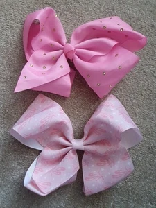 3 Large Hair Bows Clips Pink Ballet Like Jojo Bows - Picture 1 of 7