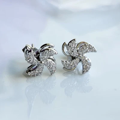 925 Sterling Silver Sapphire Spinner 3/8'' Earrings Gemstone - Image 1 of 2