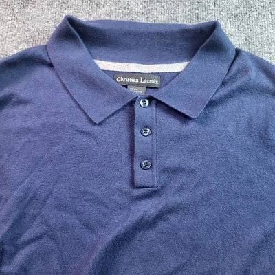 Christian Lacroix XXL Mens Blue Long Sleeve Polo Shirt Knitwear - Image 1 of 4
