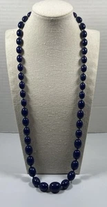 Vintage dunkelblau abgestuft oval Perlen Kostüm lässig Halskette Landhaus - Bild 1 von 14