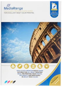 MediaRange DIN A4 Fotopapier für Tintenstrahldrucker, hochglänzend, 135g, 100 Bl - Bild 1 von 5