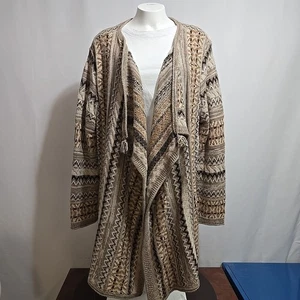 J Jill Strickjacke vorne offen Damen Größe XL Alpaka Wollmischung Erdton Azteken - Bild 1 von 10