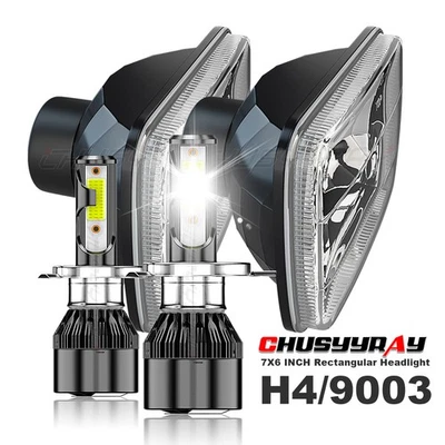 Pair 7x6" inch LED Headlight High-Low Beam For Pontiac Firebird 1982-1989 1990 - Image 1 of 4