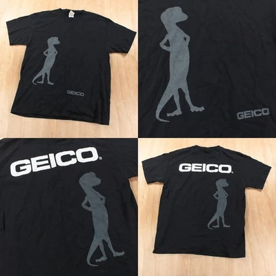 Geico gecko promo t-shirt LARGE black vtg 00s y2k 2000s - Image 1 of 4