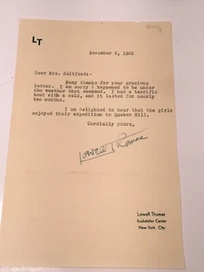 LOWELL THOMAS PERSONAL LETTER SIGNED NOV 6 1935 Rockefeller Center New York City - Picture 1 of 9