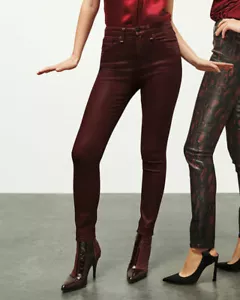 $995 NUEVO RAG & BONE Marrón NINA TIRO ALTO TOBILLO 100% CUERO CORDERO SKINNY Pantalones 23 - Imagen 1 de 12