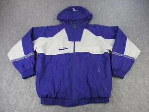 VINATGE Diadora Jacket Mens Extra Large Purple White Soccer Warm Up Track Coat - Picture 1 of 11
