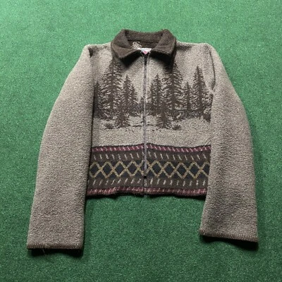 Chaqueta Cottagecore Unisex Pequeña Marrón Invierno Montañas Lana Cremallera EE. UU. Foto 1 de 4