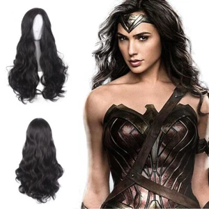 Cosplay Wonder Woman Diana Prince Wigs Superhero Halloween Long Curly Hairpiece - Picture 1 of 5