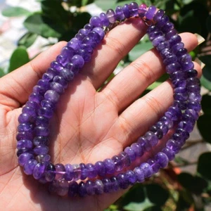 Collar de cuentas de 20 pulgadas de amatista púrpura forma redonda de 279 quilates hecho a mano AK 21 E458 - Imagen 1 de 4