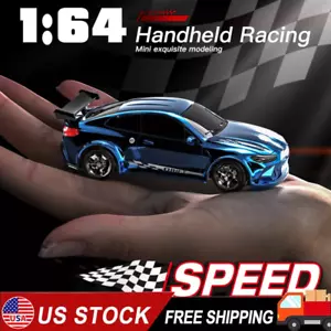 1/64 RC Drift Car Blue Racing Remote Control 4WD Mini Children's Toy with Light - Picture 1 of 10