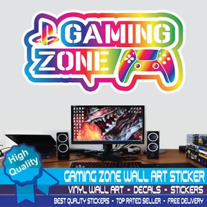 Gaming Zone Wandaufkleber Controller PS 5 Spiel Gamer Vinyl Aufkleber Kinder Schlafzimmer - Bild 1 von 3