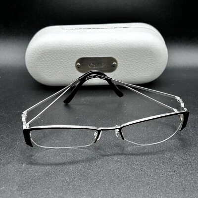 Marco de gafas de media llanta CHLOE CL1209 negro y plateado 51-18-130 usado Foto 1 de 4