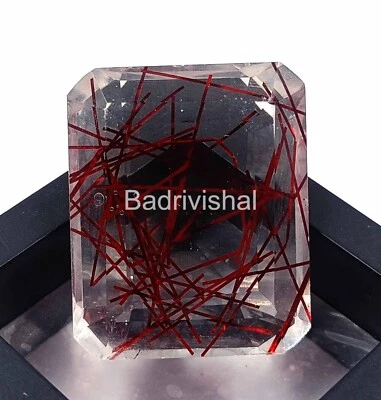 109 Ct Red Rutilated Quartz IGL Emerald Cut Loose Gemstone Fresh Offer 4JUG - Image 1 of 4