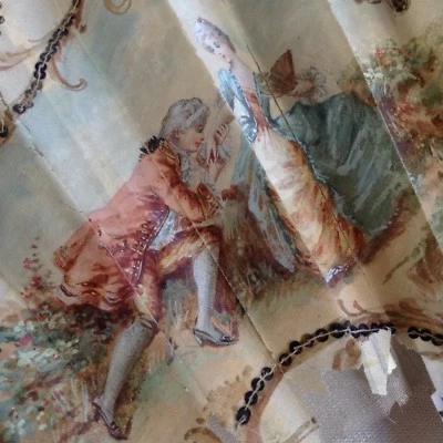 Старинный Wien вентилятор вручную шелк жемчуг барокко коробка леди поцелуй любовь Франц Иосиф - Изображение 1 из 4