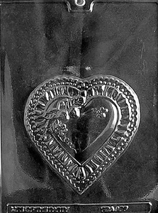 FANCY HEART PLAQUE V130 mold Chocolate Candy soap making valentine - Picture 1 of 1