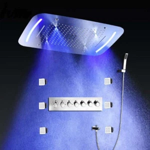 17"x28" Luxurious recessed waterfall & rainfall LED shower system – 7 knob - Picture 1 of 12