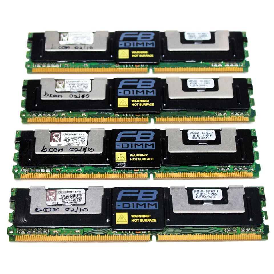 16GB (4x4GB) KVR667D2Q8F5/4G DDR2 PC2-5300F 4Rx8 667MHz ECC FB Server Memory Ram - Image 1 of 1