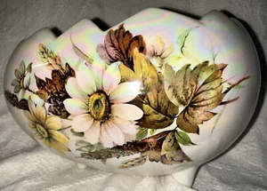 3 Legged Cracked Egg Floral Planter Bowl Signed LE Iridescent Glaze - Picture 1 of 10
