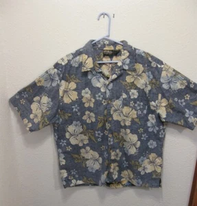 OP SPORT CAMICIA UOMO HAWAIANA CAMP, BLU RETRO STAMPATO TAGLIA X-LARGE COTONE USATA IN OTTIME CONDIZIONI - Foto 1 di 6