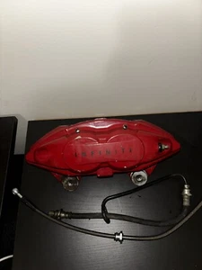 2007-22 INFINITI G37 M37 Q50 Q60 Q70 AKEBONO CALIPER BRAKE FRONT DRIVER LEFT RED - Picture 1 of 7