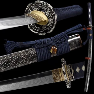 Auténtica Espada Samurai Piel de Rayo T10 Hamon Katana Templada en Arcilla T10 - Imagen 1 de 10
