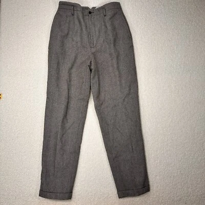 Womens Size 10 Retro Wool Blend Black White Herringbone High wide leg lined cuff - Image 1 of 4