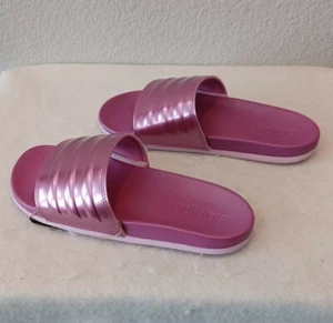 New Women's Adidas Adilette Comfort Slides~Cherry Metallic (FY7899) Size 10 - Picture 1 of 9