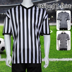 Men's V-Neck Referee Shirt Short S-3XL Sleeve Sportswear For Basketball Football - Picture 1 of 18