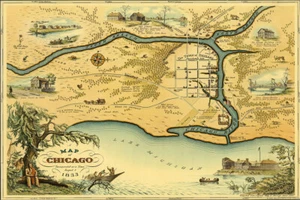 1830s Map Of The Town Of Chicago Vintage Centennial Map Wall - POSTER 20"x30" - Picture 1 of 3