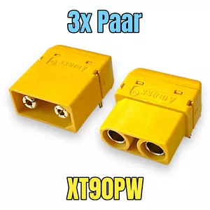 ✅ 3x Paar Amass XT90PW PCB Buchse + Stecker Lipo Akku Goldstecker XT90 90A RC ✅ - Bild 1 von 18
