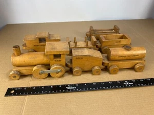 Vintage 60s 70s Handmade Railroad Wooden Wood Train Toy Locomotive Ramsey Ill - Picture 1 of 10