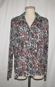 Misook Multicolor Sequin-Covered Abstract Print Zip Front Poly-Stretch Jacket M - Picture 1 of 7