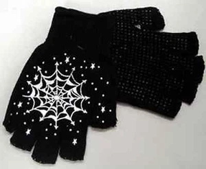 FINGERLESS GLOVES Spiderweb (Full Web) Tattoo Print Design NEW - Picture 1 of 1