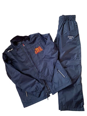 Traje de pista ligero de hockey CCM, azul marino juvenil talla L, logotipo de Blue Devils Tri-Valley Foto 1 de 4